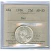 1936 25¢ Bar ICCS AU55.  A blast white example with lots of 