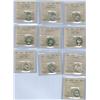 1937 - 1957 25¢.  Lot of ten ICCS grade coins including 1937