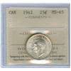 1942 25¢ ICCS MS65, Brilliant and lustrous.