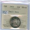 1953 25¢ Sml Date ICCS MS65.  Lovely eye appeal and gorgeous