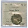 1953 Large date 25¢ ICCS MS65. Superbly toned with great und