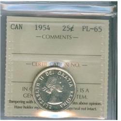 1954 25¢ ICCS PL65, brilliant.