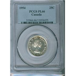 1954 25¢ PCGS PL66. Sharp example with very light cameo.