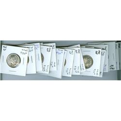 1956-1968 25¢ BU examples.  Lot includes 23 pcs, 1956, 1957 