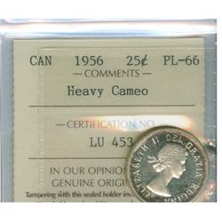 1956 25¢ ICCS PL66 Heavy Cameo, lightly toned.