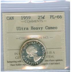1959 25¢ PL66 Ultra Heavy Cameo.  White with light rim tone.