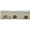 Image 1 : 1967  Lot of 3  ICCS graded 25¢ coins, all MS65 and superbly