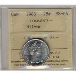 1968 25¢ Silver ICCS MS66.