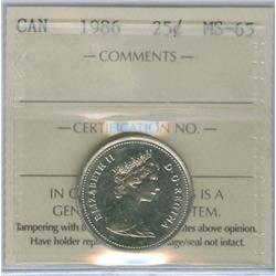 1986 25¢ ICCS MS65.