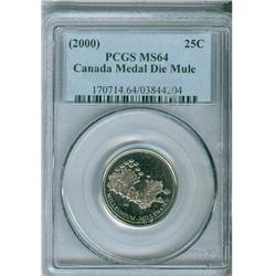 2000 25¢ Canada Day Millenium  Mule PCGS MS64.