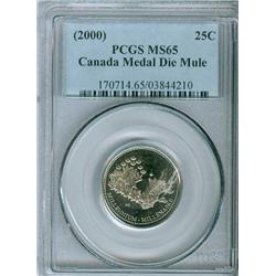 2000 25¢ Canada Day Millenium Mule PCGS MS65.