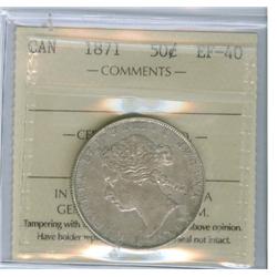 1871 50¢ ICCS EF40. Well struck example.