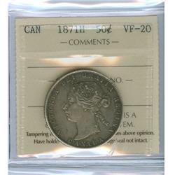 1871H 50¢ ICCS VF20.  Strong details with greyish finish.