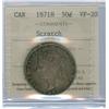 1871H 50¢ ICCS VF20. Designated scratch, barely visible.