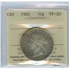 1901 50¢ ICCS VF-20, silver gray tone