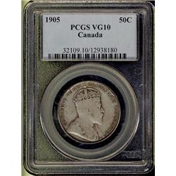 1905 50¢ PCGS VG10 Lightly toned!