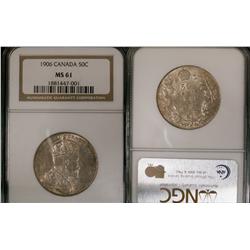 1906  50¢  NGC MS61. Fully brilliant with light golden tone.