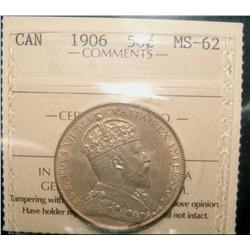 1906 50¢ ICCS MS62. Mostly brilliant. A nice example.