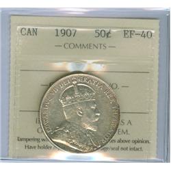 1907 50¢ ICCS EF40.  Strong lustre.