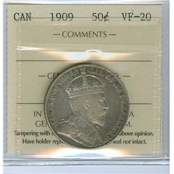 1909 50¢ ICCS VF20.  Well struck attractive issue.