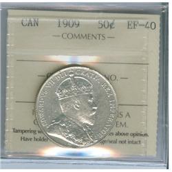 1909 50¢ ICCS EF40.  White and lustrous.