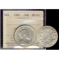 1909 50¢ ICCS MS63.  Fully brilliant and lustrous.  Choice e