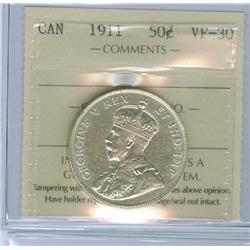 1911 50¢ ICCS VF30.  Lots of lustre.