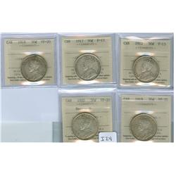 1912 & 1917 50¢ ICCS F15, 1918, 1919 & 1920 Nar0 50¢ ICCS VF