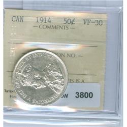 1914 50¢ ICCS VF-30. Brilliant and lustrous.