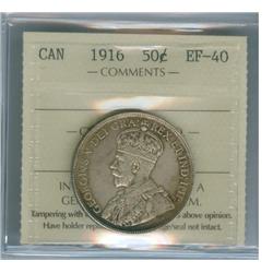 1916 50¢ ICCS EF40.  Light brownish tint.