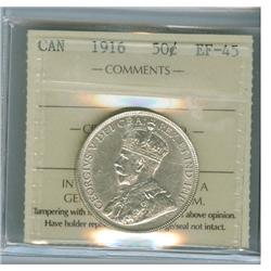 1916 50¢ ICCS EF45, a nice full white coin