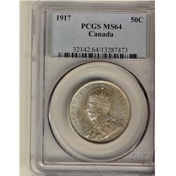 1917 50¢ PCGS MS64.  Choice lustre and tone.