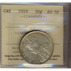 1919 50¢ ICCS AU50. A well struck and lustrous example.