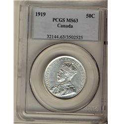 1919 50¢ PCGS MS63.  Pristine white example with full lustre