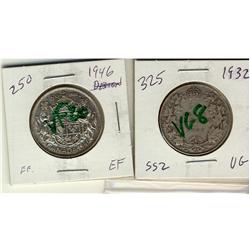 1932 & 1946 50¢.  Lot of 2 coins, 1932 VG and 1946 VF20.