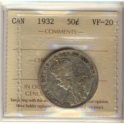 1932 50¢ ICCS VF20.  Popular date in a solid VF grade.