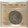 1932 50¢ ICCS VF20.  Popular date in a solid VF grade.