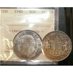 1940 50¢ ICCS MS65 Brilliant. Excellent strike with clean fi