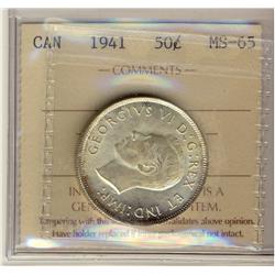 1941 50¢ ICCS MS65.  Gem full white issue.
