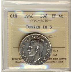 1946 50¢ Design in 6 ICCS EF40. Light remaining lustre.