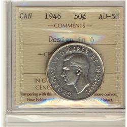 1946 50¢ Design in 6 ICCS AU50.  Tough variety in higher gra