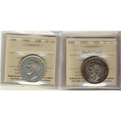 1947 ML & 1948 50¢.  Lot of 2 popular issues in ICCS VF30 ho
