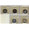 Lot of 5 ICCS graded MS-64 50¢; 1949, 1963 (2), 1967 (2). So