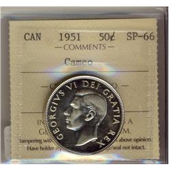 1951 50¢ ICCS SP66 Cameo.  A superb example with frost like 