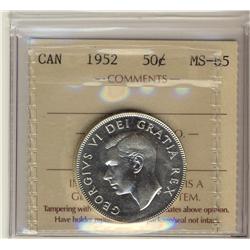 1952 50¢ ICCS MS65.  Full white issue.