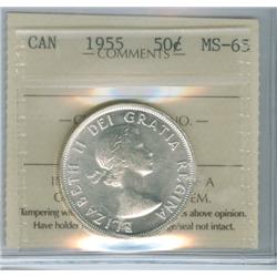 1955 50¢ ICCS MS65. Nice blast white example.