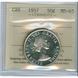 1957 50¢ ICCS MS65.  A better Elizabethan issue in this grad