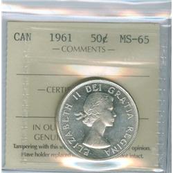 1961 50¢ ICCS MS65.  Lots of lustre and white in colour.