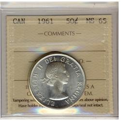 1961 50c ICCS MS65.  Flashy.