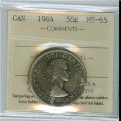1964 50¢ ICCS MS65PQ+.  Superbly toned. Excellent strike wit